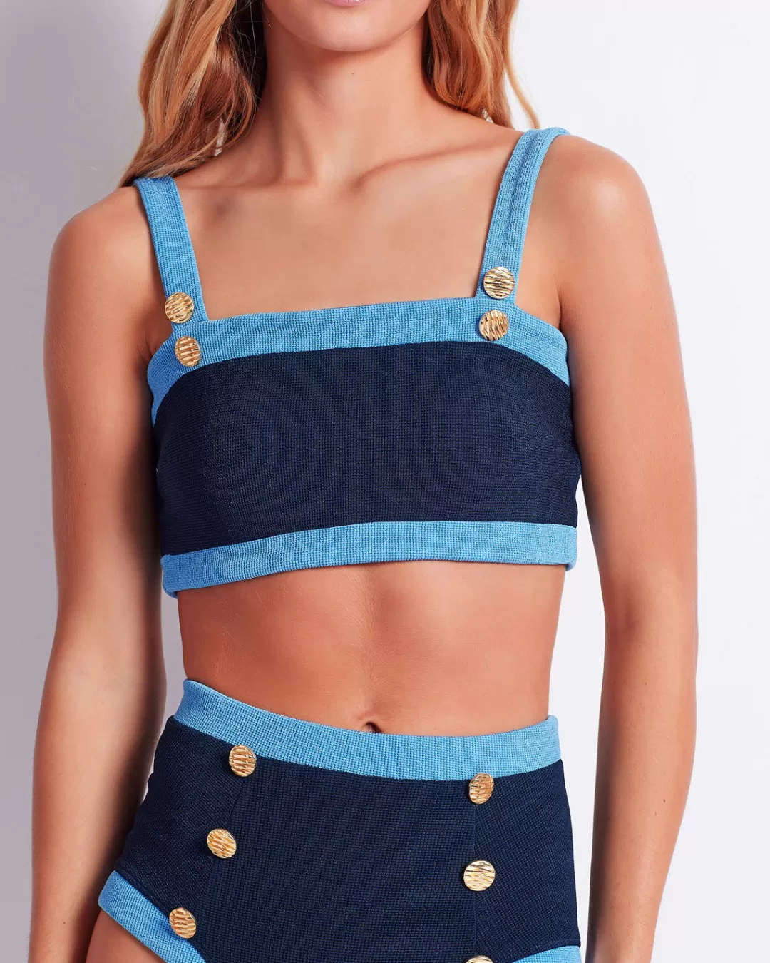 PatBO Colorblock Knit Bikini Top (FINAL SALE) Frenchnavy Outlet