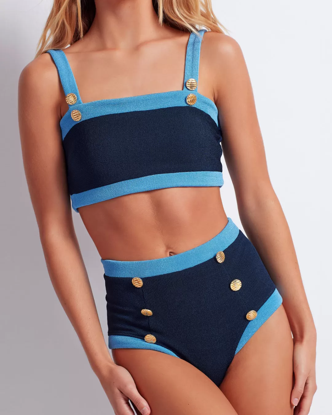 PatBO Colorblock Knit Bikini Top (FINAL SALE) Frenchnavy Outlet
