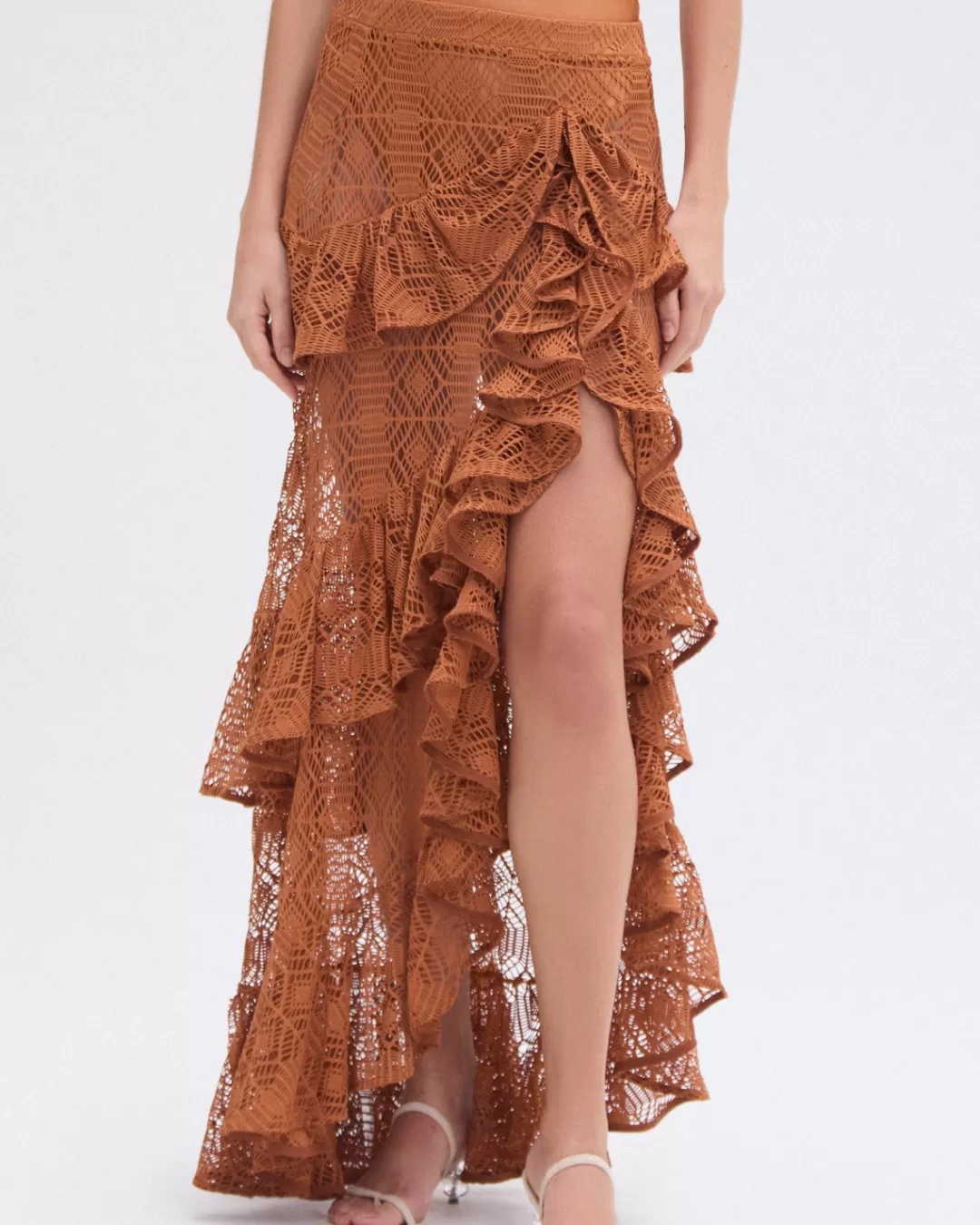 PatBO PINE LACE BEACH SKIRT Brown Cheap